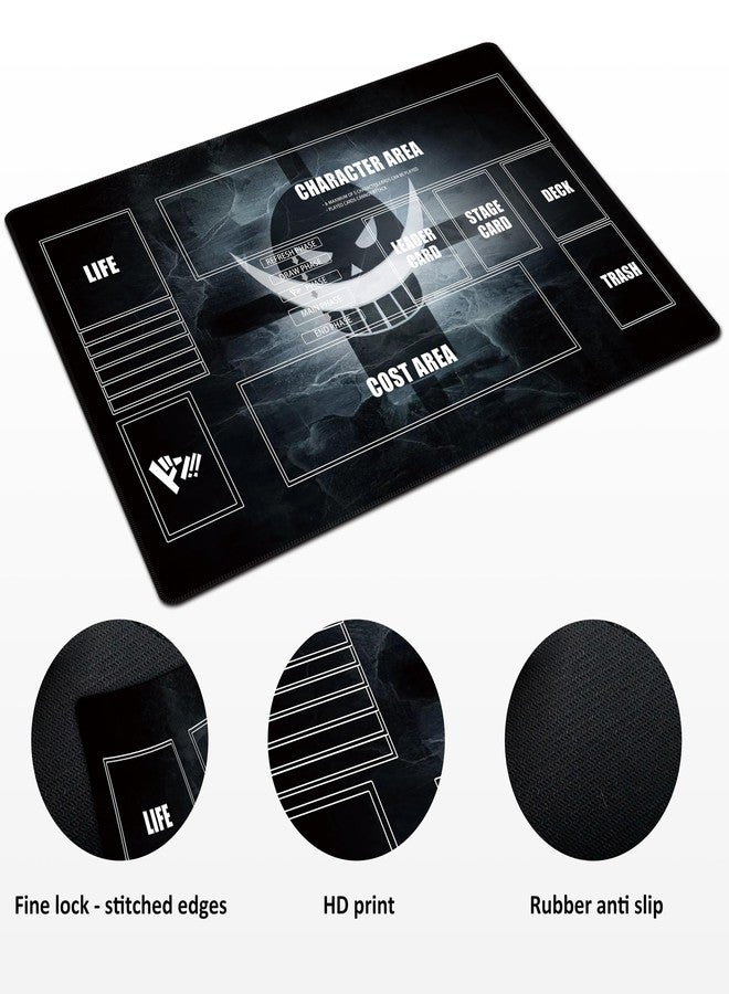 Extalas Playmat for One Piece Card Game (24x14 Inches): with Non-Slip Rubber, Zones Design, a Professional Storage Bag Included, Plus a Limited-Time Gift of a Set of 20 Damage Counters (Black2) - Image 3